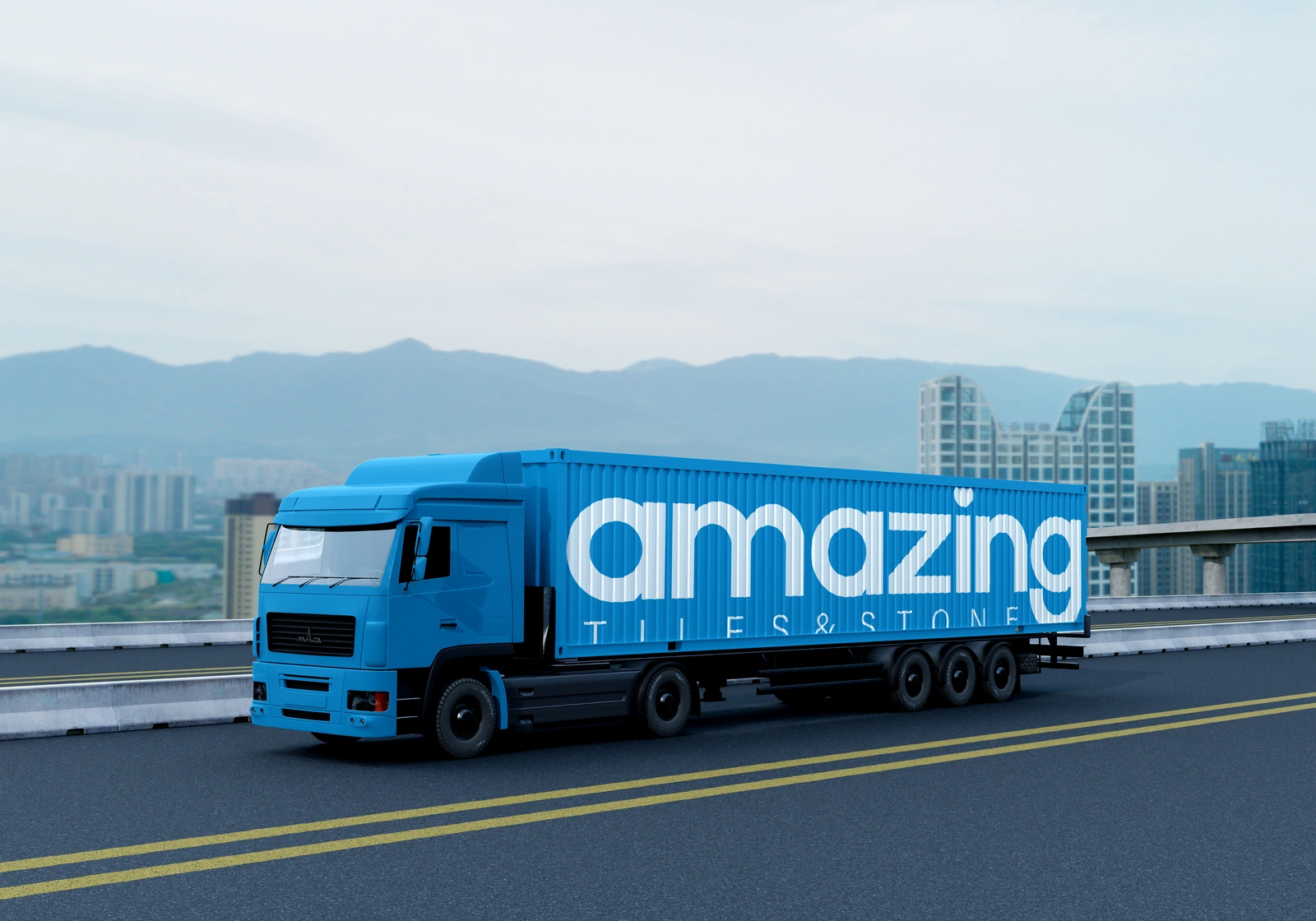 Amazing Tiles and Stone branded truck